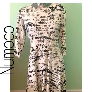 NWOT! white Newspaper print Dress